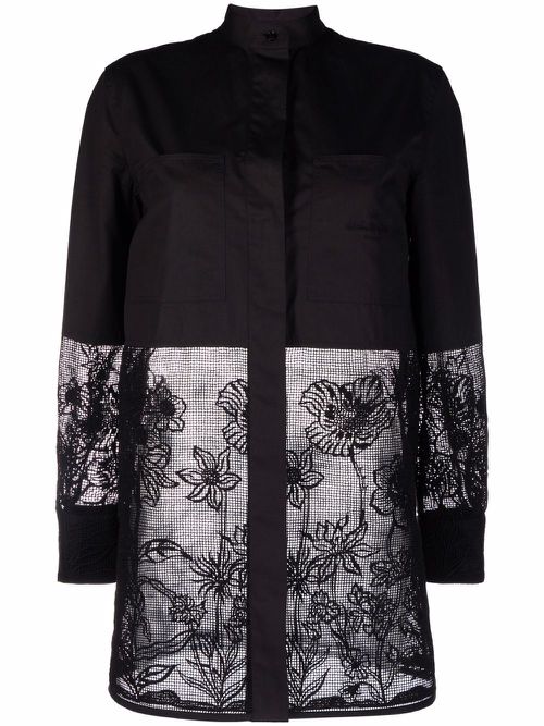 Longline cordonetto lace shirt - Black