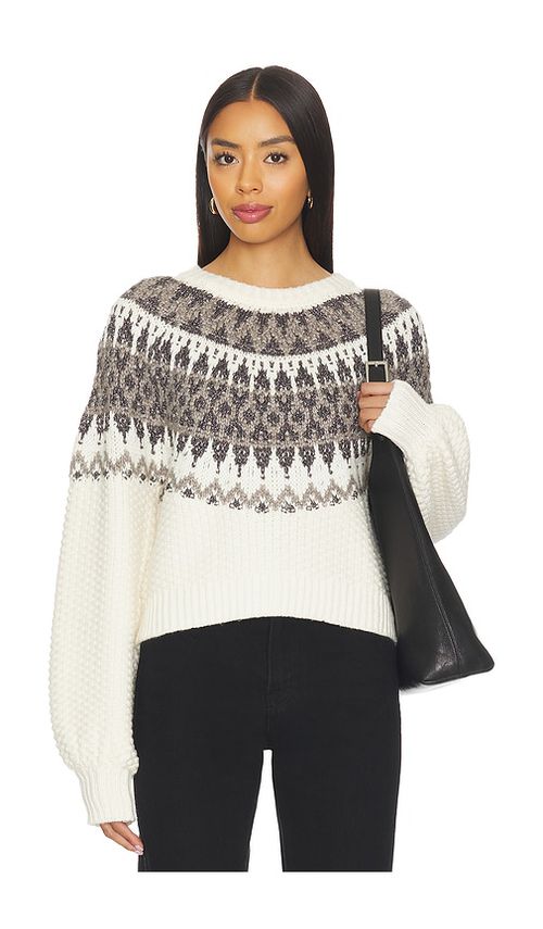 525 America Alora Long Sleeve Fair Aisle Top in Ivory. - M also in S