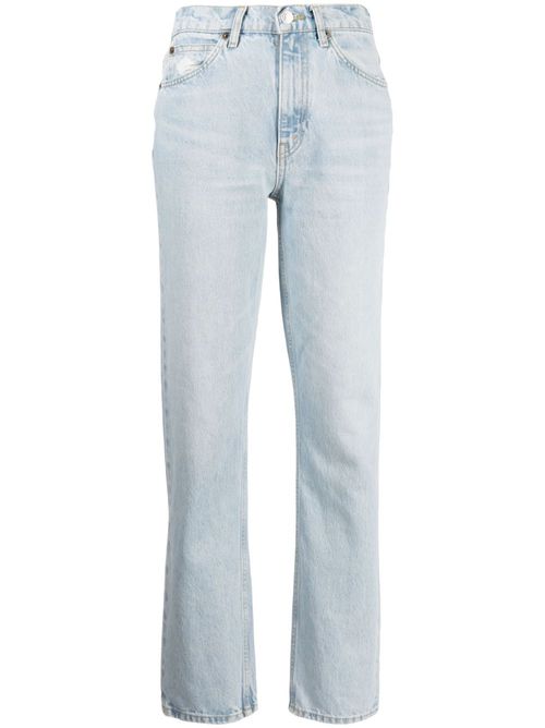 High-waist straigh-leg denim trousers - Blue