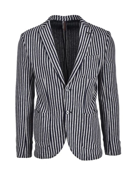 Tailored Blue and Beige Striped Jacket