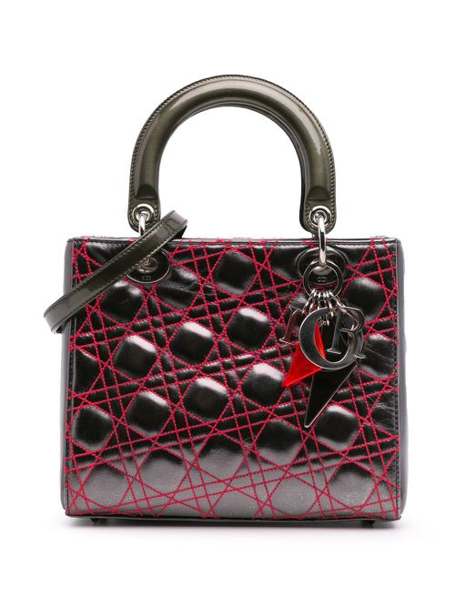 2011 Anselm Reyle Medium Metallic Lambskin Cannage Lady Dior satchel - Grey