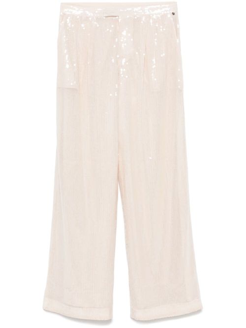 Sequinned straight-leg trousers - Neutrals