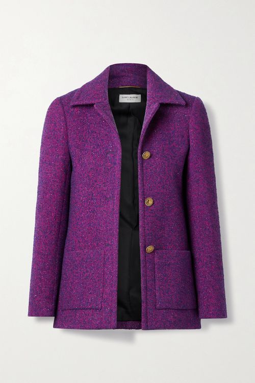 Metallic Tweed Blazer - Purple - FR34
