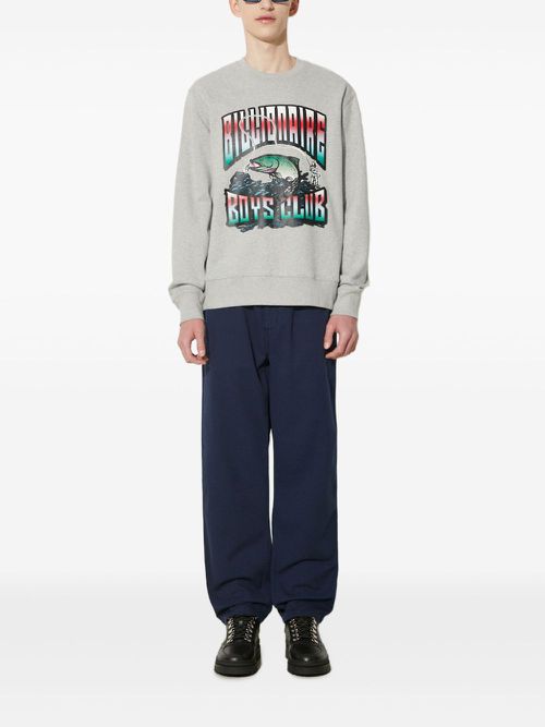 Trout-print crew-neck sweatshirt - Grey