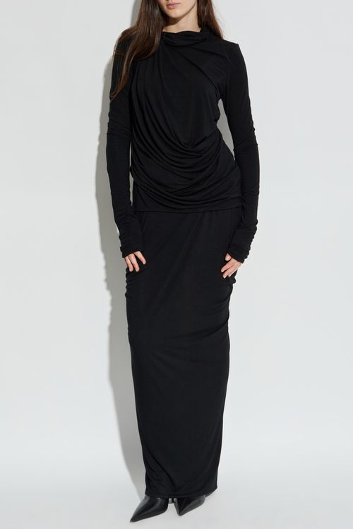 Long Skirt With Draping, Women's, Black