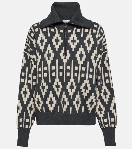 Vintage wool-blend jacquard sweater