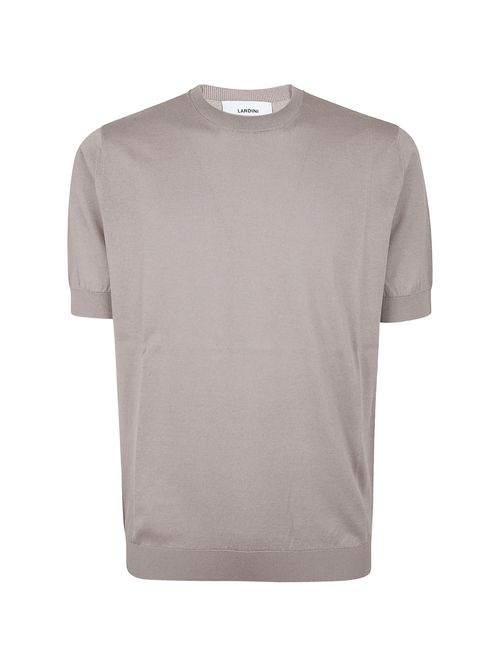 Crew Neck Cotton T-Shirt with Ribbed Trim