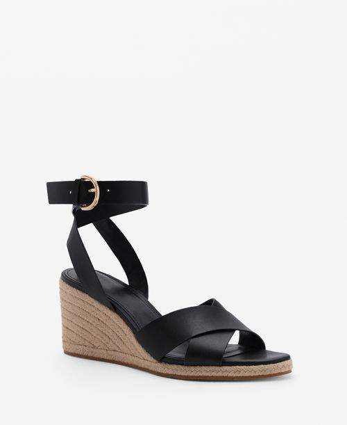 Women's Crisscross Straps Wedge Sandals - Black