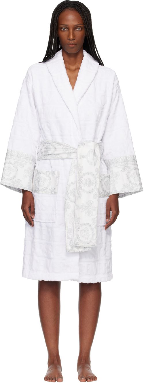 White 'I Heart Baroque' Bathrobe