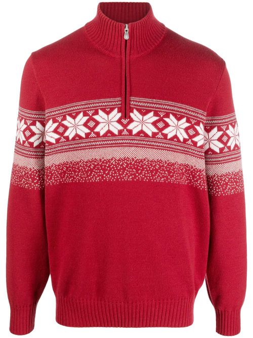 Fair Isle zip-neck jumper - Red