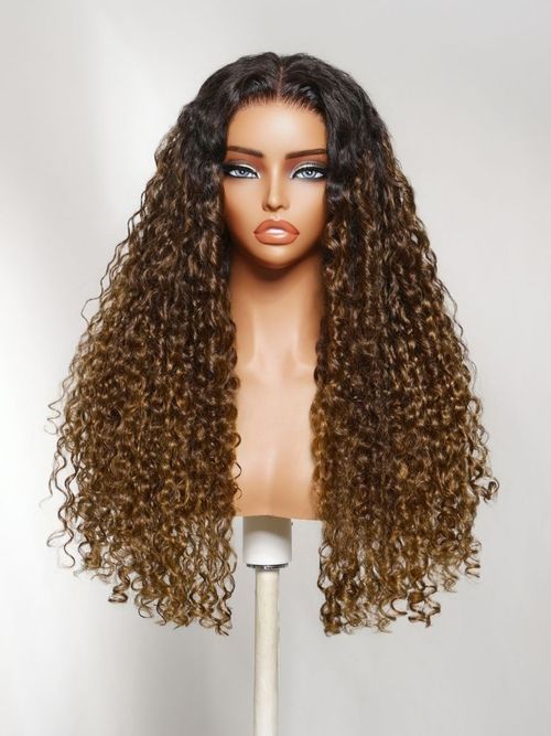 UNice Bye-Bye Slip™ 7x5 Lace Glueless Sun-Kissed Honey Brown Ombre Tight Spiral Bounce Curl Wig