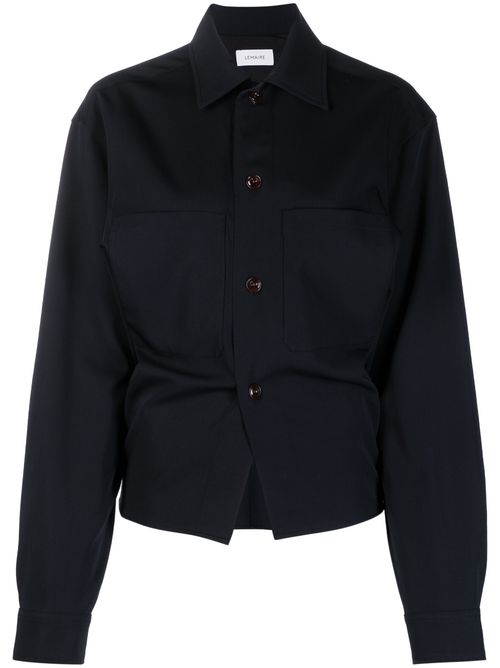Balloon-sleeve wool shirt - Black