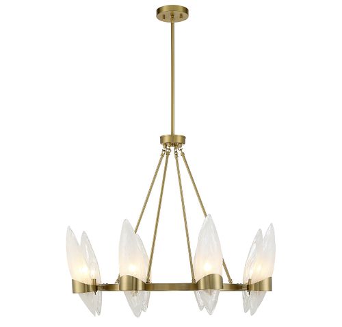 Warm Brass Eight Light Chandelier from the Nouvel Collection