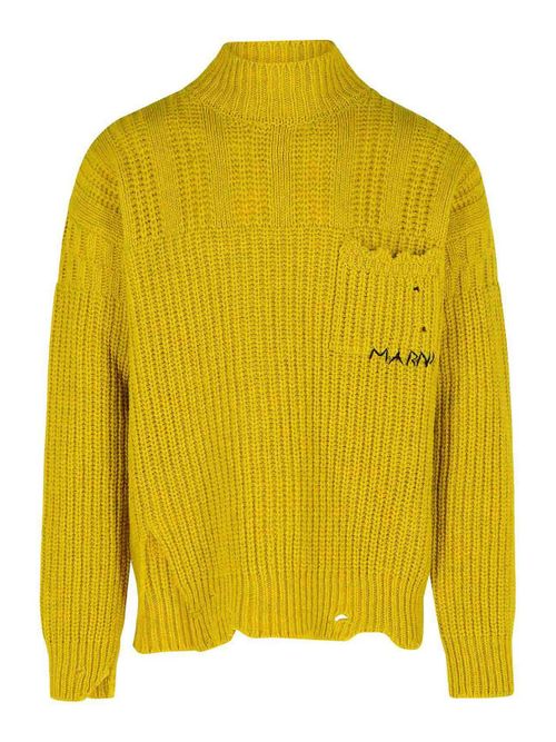 Mustard Virgin Wool Turtleneck Sweater