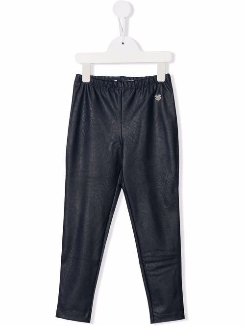 Coated navy leggings - Blue