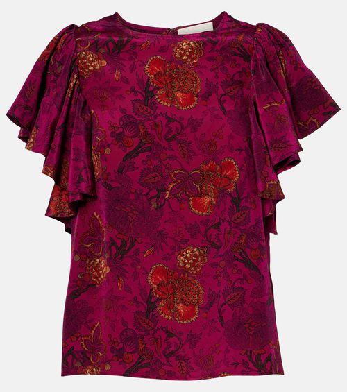 Lena floral silk crêpe de chine top