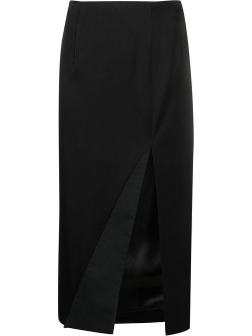 Side-slit midi skirt - Black