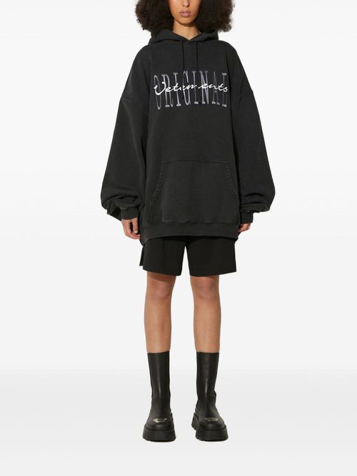Logo-embroidered hoodie - Black