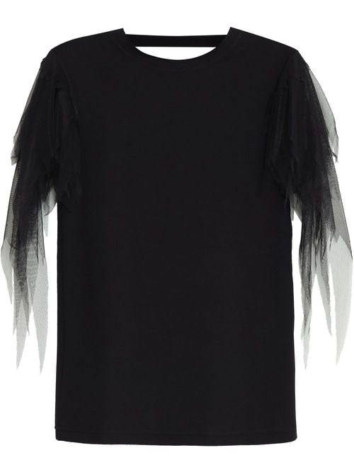 Gloria Coelho Destroyed-sleeve T-shirt - Black