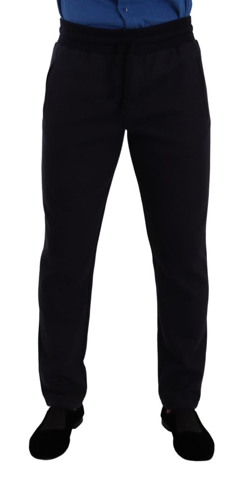 Cotton-Nylon Stretch Jogging Trousers — Navy