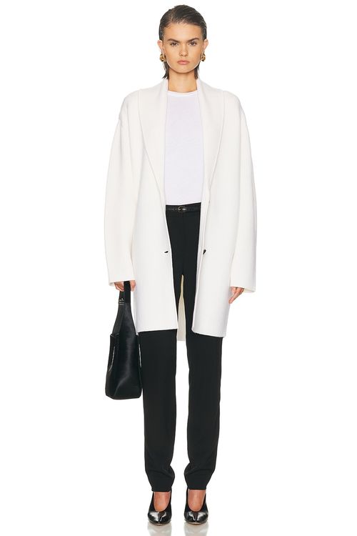Toteme Shawl Lapel Robe Cardigan in Ecru - Ivory. XS also in S