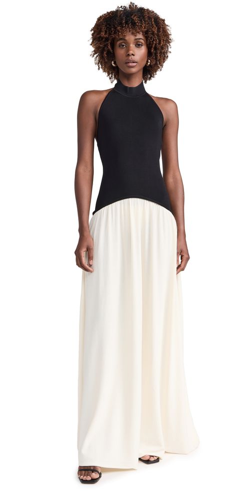 The Halter Soglio Dress Ecru/Noir