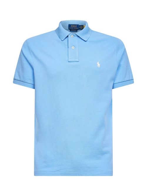 Cotton Mesh Polo Shirt — Blue