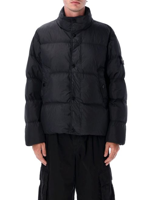 Crinkle Bomber Jacket with Logo Sleeve Badge