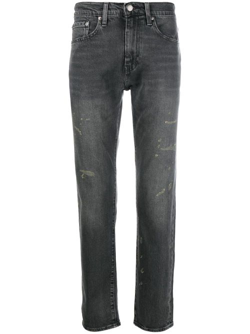 Distressed straight leg jeans - Black