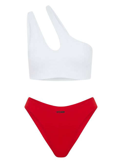High-waist bikini bottoms - Red