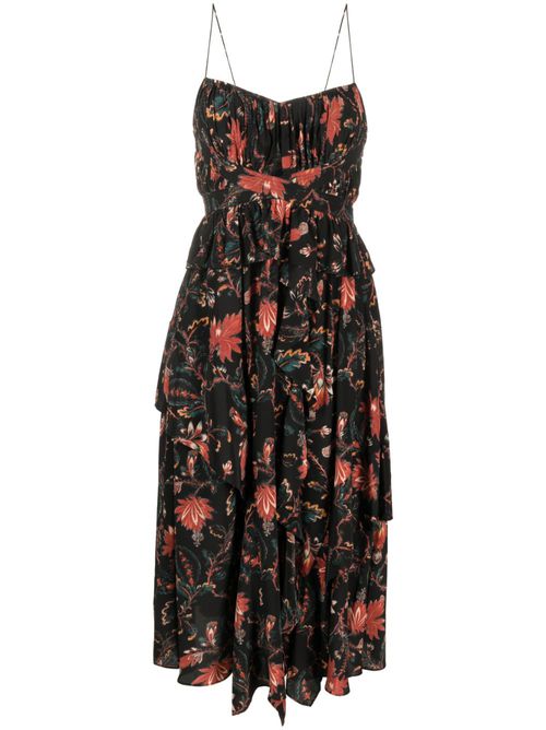 Renata Obsidian-print silk dress - Black