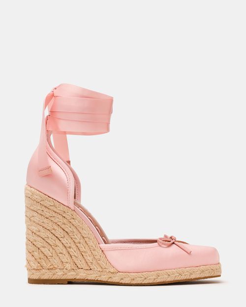 Steve Madden Women's Varina Lace-Up Sandals - Blush Satin - - Leather/Satin