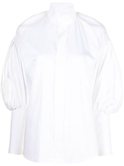 High-neck poet sleeve shirt - White