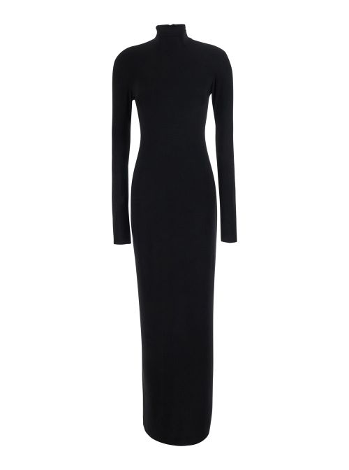 Fitted Tech Fabric Dress — Black