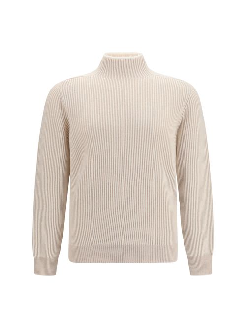 Cashmere Turtleneck Sweater — Beige