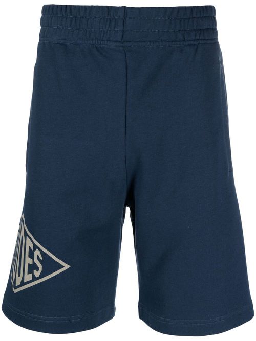Logo-print detail shorts - Blue
