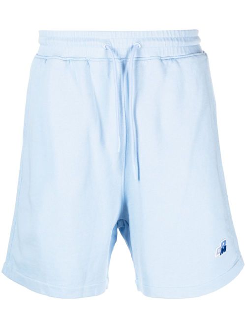 Logo-patch cotton shorts - Blue
