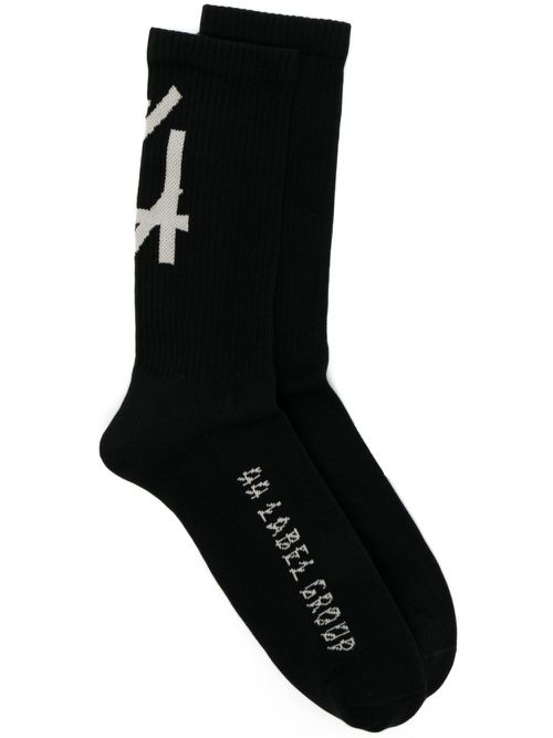 Intarsia-logo socks - Black