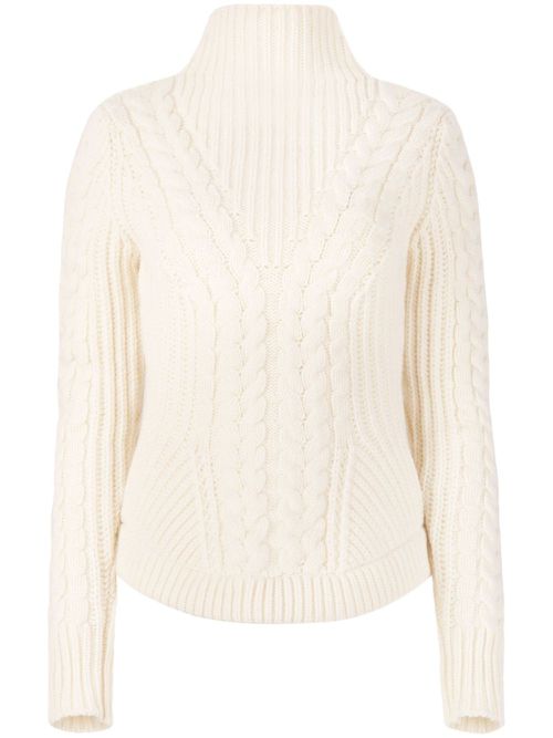 Cable-knit wool-blend jumper - Neutrals