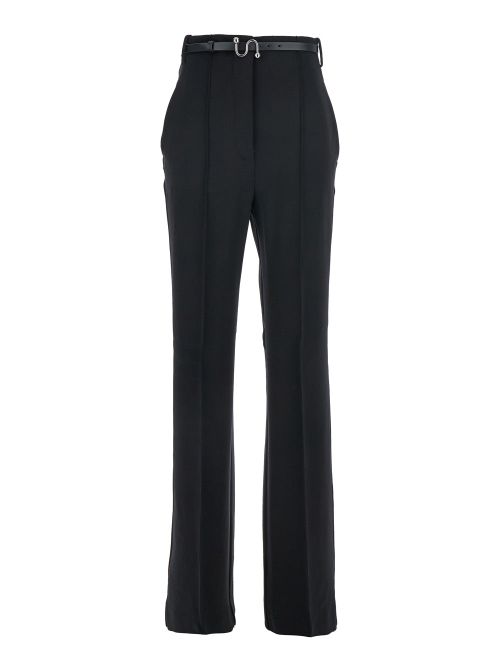 Belt with Metallic Buckle Trousers — Black