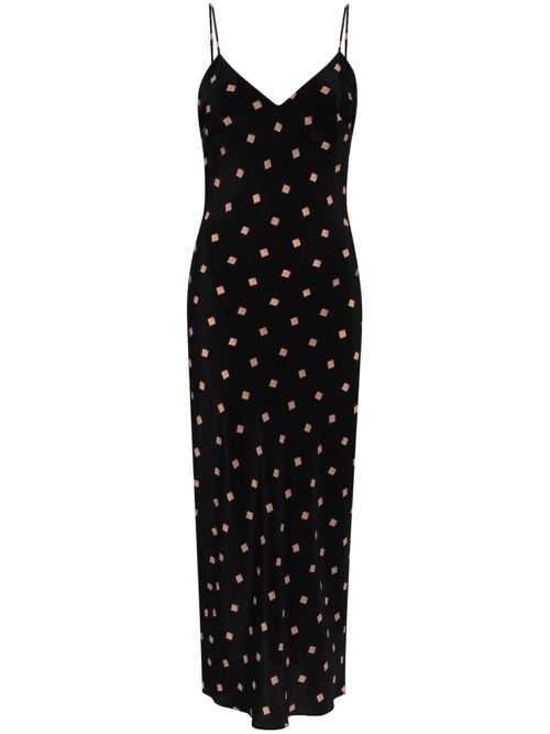 Seashell-print slip midi dress - Black