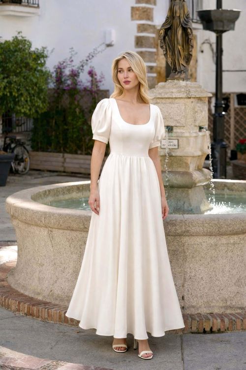 Cream Silk Dress Lenora