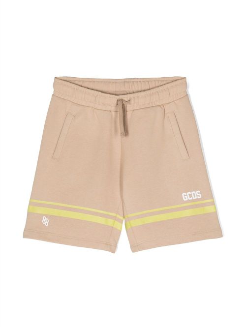 Logo-print cotton casual shorts - Neutrals