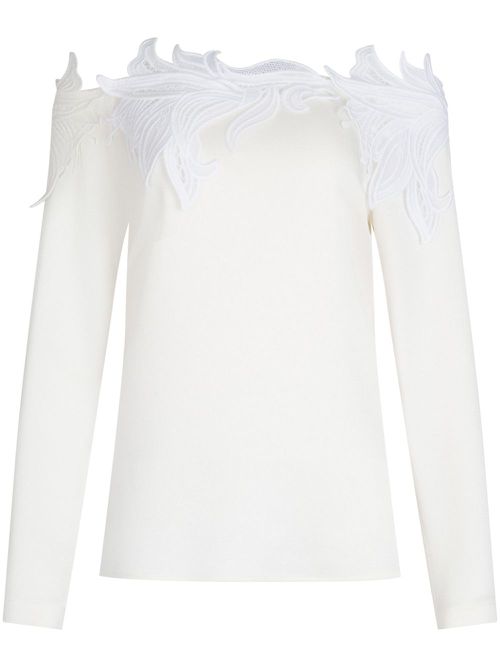Belinda floral-appliqué blouse - White