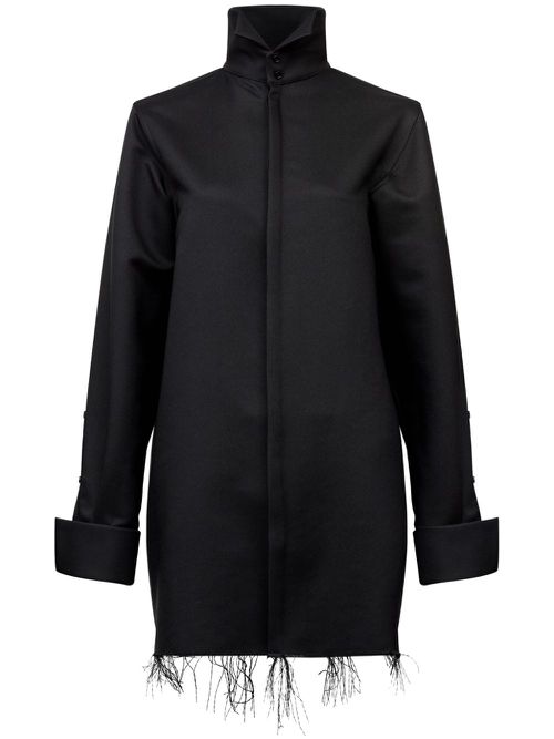 Frayed-hem high-neck shirt - Black