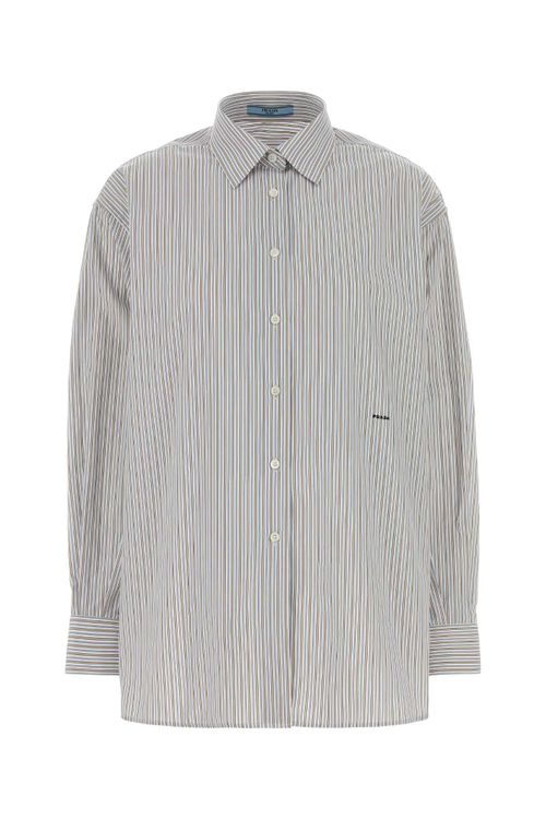 Embroidered Poplin Oversize Shirt — Multicolor