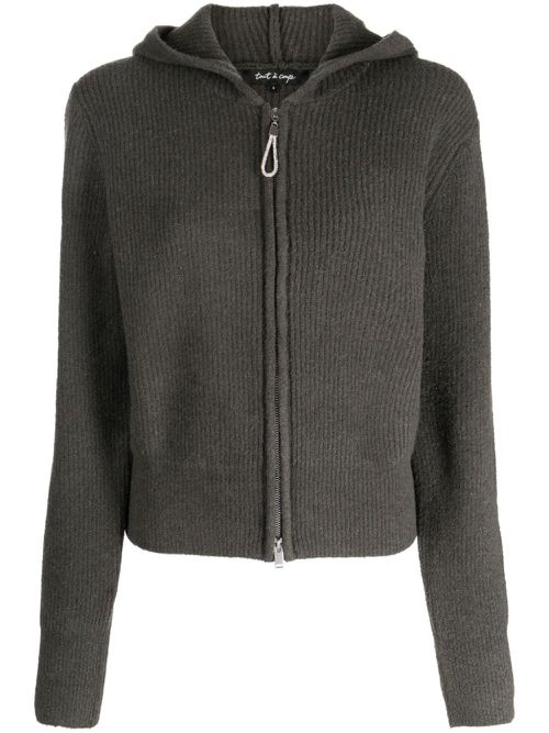 Zip-up knitted hoodie - Grey