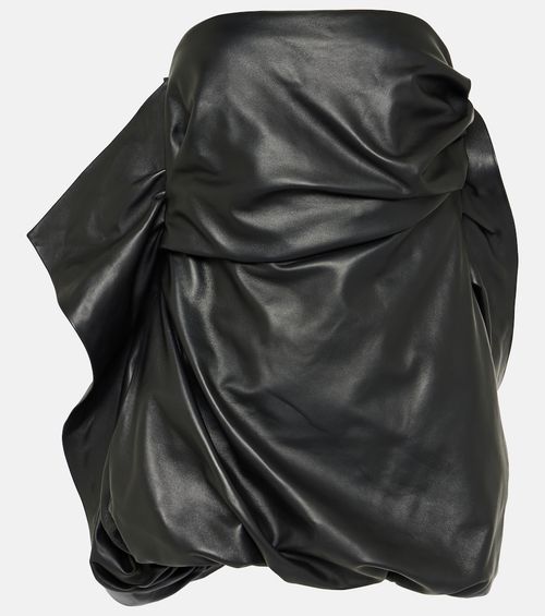 Strapless leather minidress