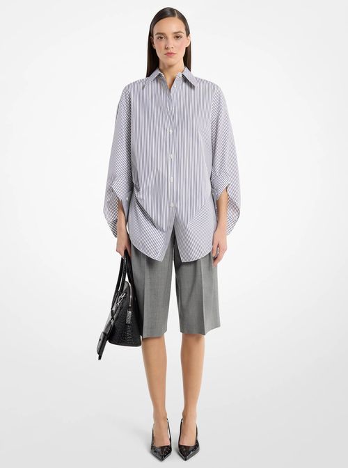 Keegan Striped Cotton Poplin Cinched Shirt