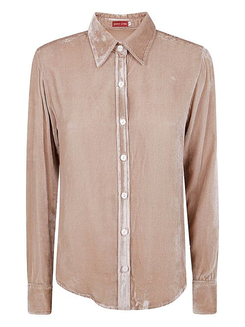 Velvet button-down shirt - Neutrals